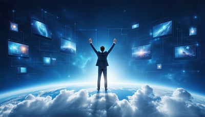 Illustration of a business reaching new heights with digital advertising